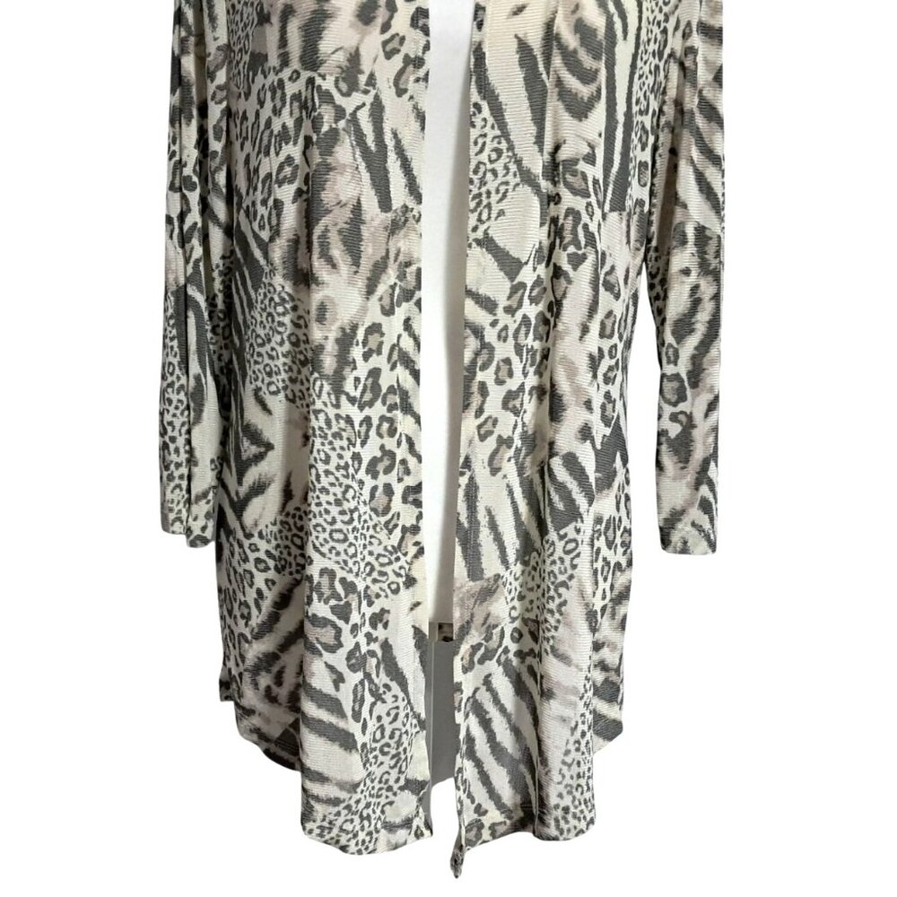 Chicos Mixed Leopard Zebra Print Open Front Cardi… - image 7